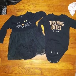 Carters 6 month cat dress & teething bites onesie